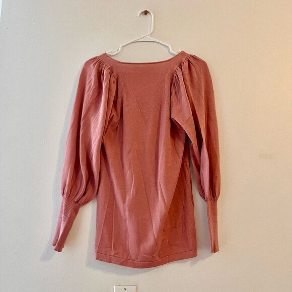 APIECE APART Women's Pink V-Neck Puff Sleeve Knit Sweater Sz XS - Picture 8 of 8